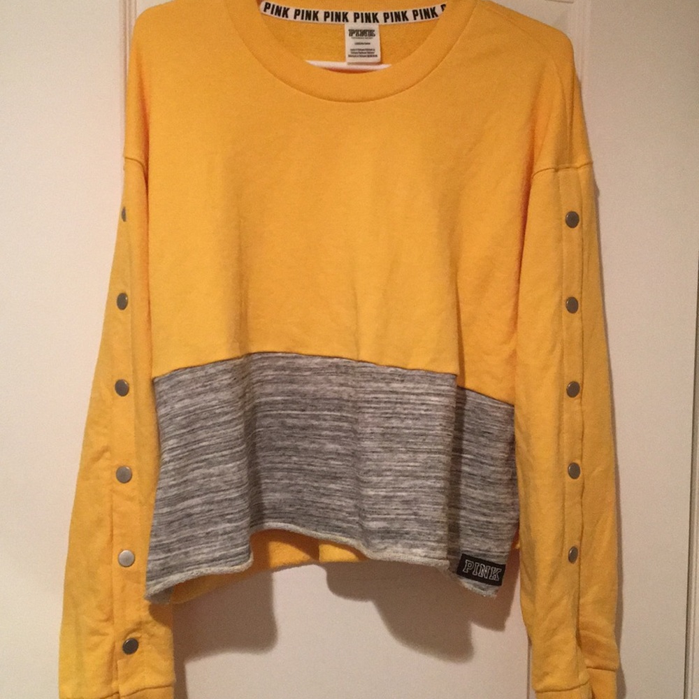 PINK cropped boyfriend crew